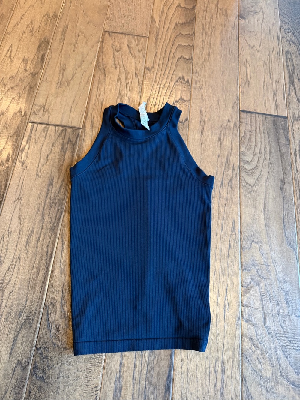Athleta Navy Ribbed High-Neck Tank